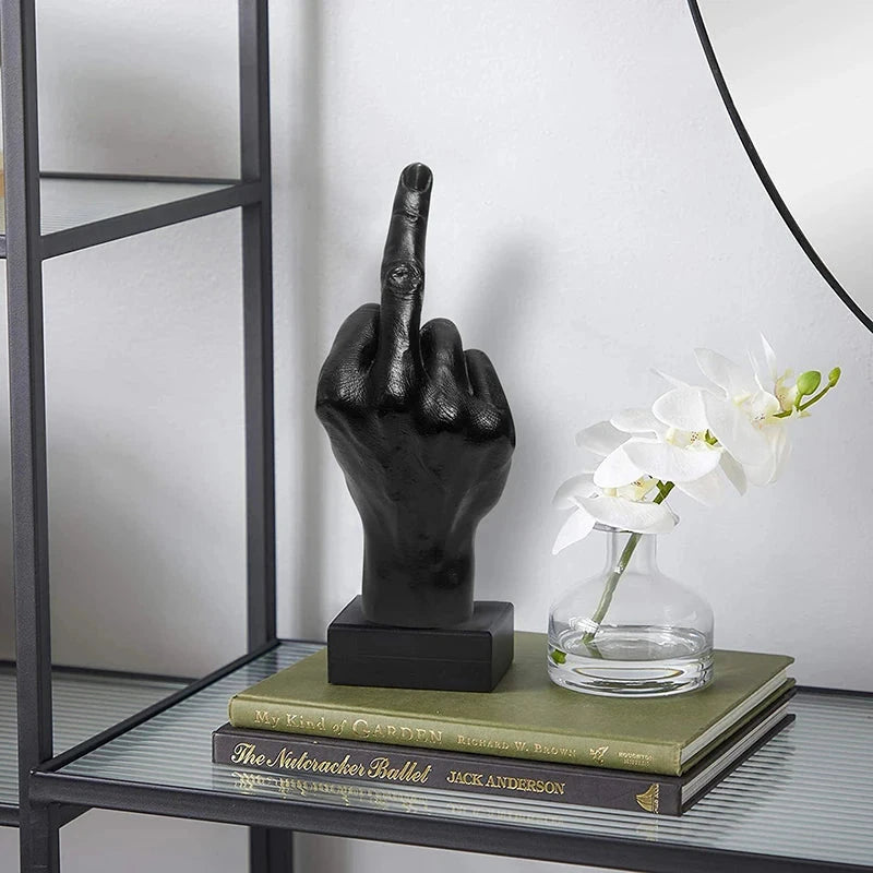 Desk Ornaments Of Middle Finger Statue Upright Middle Finger Arts Crafts Desktop Gesture Figurine Sculpture Living Room Dec Good Vibrations
