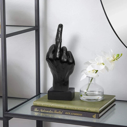 Desk Ornaments Of Middle Finger Statue Upright Middle Finger Arts Crafts Desktop Gesture Figurine Sculpture Living Room Dec Good Vibrations