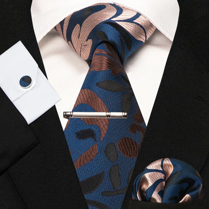 8cm Silk Mens Ties Green Black Ties plaid stripe NeckTie Pocket Square Cufflinks Tie clips Set Men's Wedding business Party Tie Good Vibrations