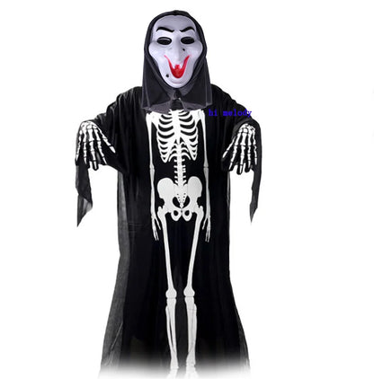 scary halloween costumes adults fantasia cosplay masque LED scream ghost horror mask children black skeleton costume suit Good Vibrations