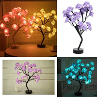 24LED Table Lamp Rose Flower Tree USB Night Lights Christmas Decoration Gift for Kids Room Rose Flower Lighting Home Decoration Good Vibrations