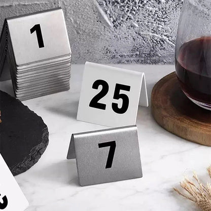 Double Sides Stainless Steel Table Numbers Square Table Digital Card Plate Restaurant Hotel desk Number,10Pcs per Set Good Vibrations