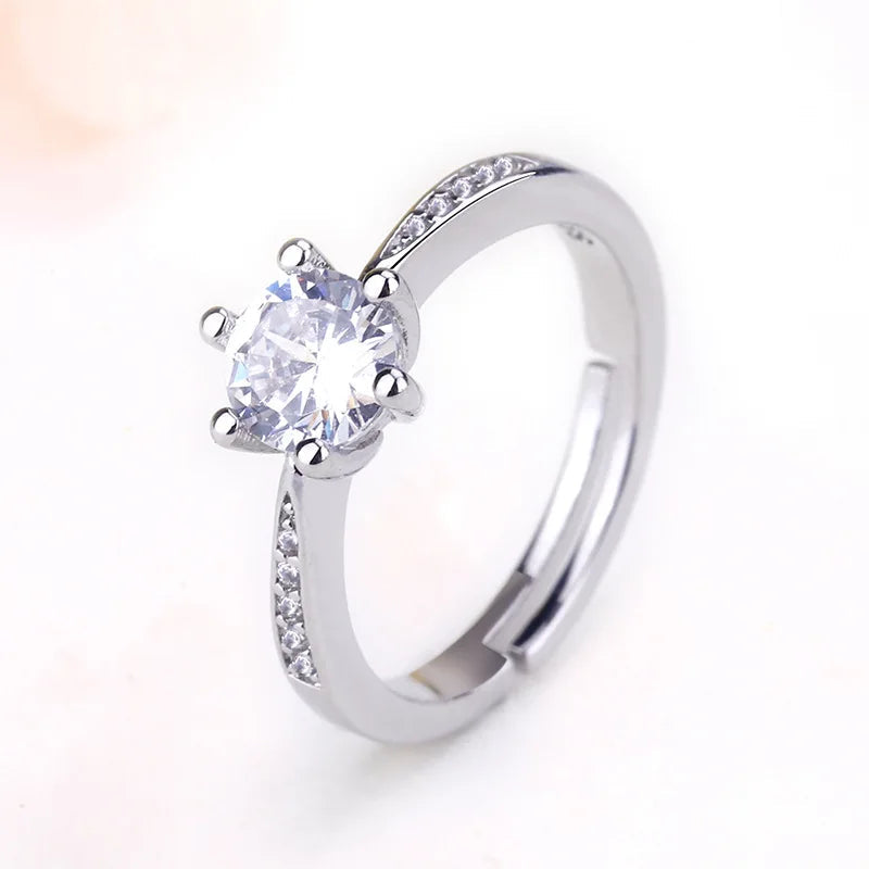 925 Sterling Silver Ring Hot AAA Zircon adjustable Size Engagement Rings For Women Wedding Ring Party Fashion Nice Jewelry Gift Good Vibrations