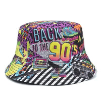 Women Bucket Hat Fashion Design Print 90's Panama Hats Female Vintage Fisherman Unisex Sun Cap Dropshipping Good Vibrations