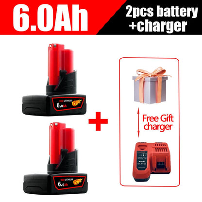 Milwaukee M12 Battery 12.0Ah 12V Rechargeable Battery For Milwaukee M12 Tool 48-11-2402 48-11-2411 48-11-2401MIL-12A-LI Good Vibrations