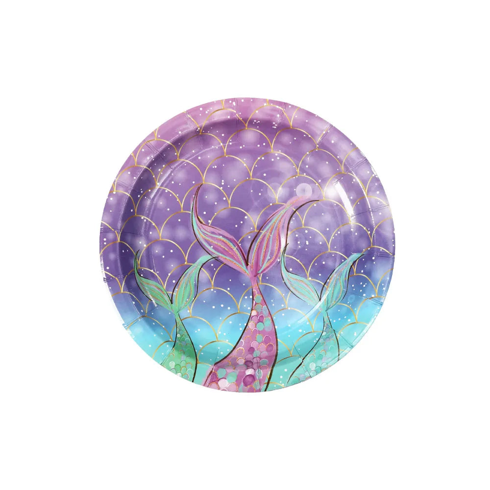 Mermaid Birthday Decorations Girl Disposable Paper Plates Cups Napkins Plastic Straws Baby Shower Wedding Party Supplies Good Vibrations