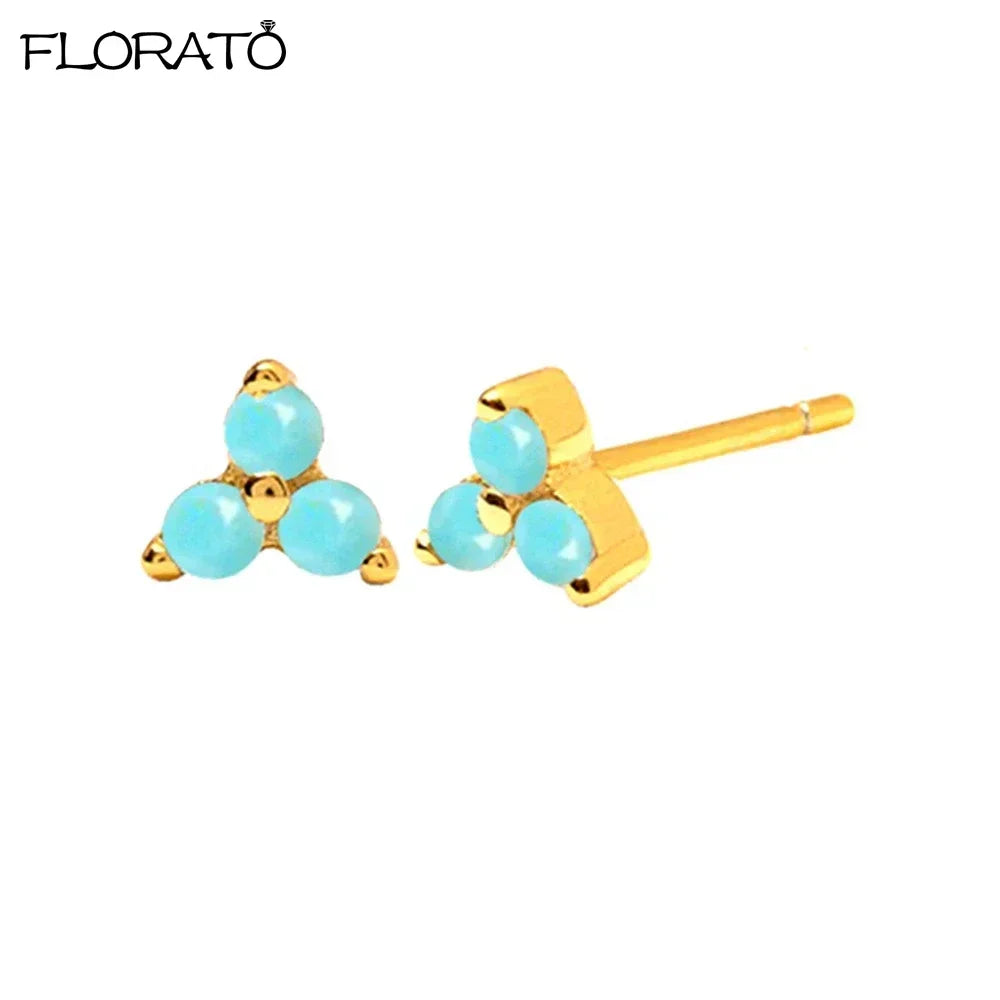 925 Sterling Silver Needle Summer Blue Earrings Trend 18K Gold Hoop Earrings for Women Fashion Puncture Jewelry Ear Accessories Good Vibrations