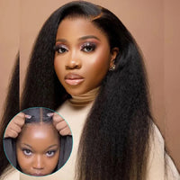 Wear And Go Glueless Wigs Human Hair For Women Kinky Straight Lace Front Wig Pre Cut Lace Beginner Friendly 4x4 Lace Wig Natural Good Vibrations