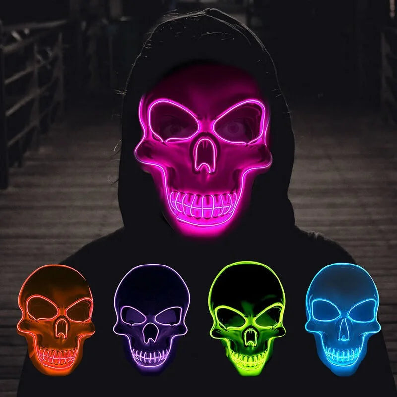 Halloween Horror Skull Mask LED Cold Light Mask LED Halloween Mask Cosplay Mask Halloween Party Decoration Luminous Skull Masks Good Vibrations