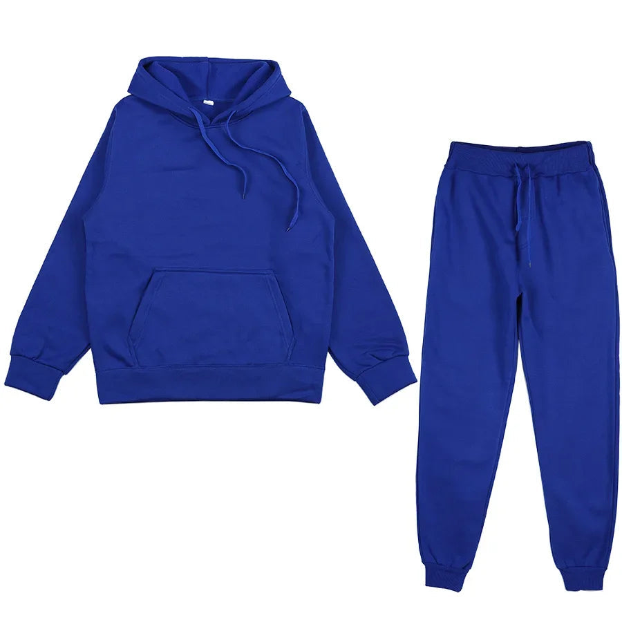 Men's Autumn and Winter New Solid Color Hoodie+pants Two-piece Set Fashionable Casual Sports Set Size S-3XL Good Vibrations