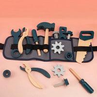 Kids Pretend Play Toy Tool Role Playing Educational Toys 3-6 Year Old Boys Wooden Simulation Children's Repairman Waist Bag Set Good Vibrations