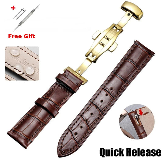Quick Release *Real Animal Skin* Leather Watch strap13mm 12mm  15mm 17mm 19mm 21m 23mm 24mm 14mm 16mm 18mm 20mm Good Vibrations