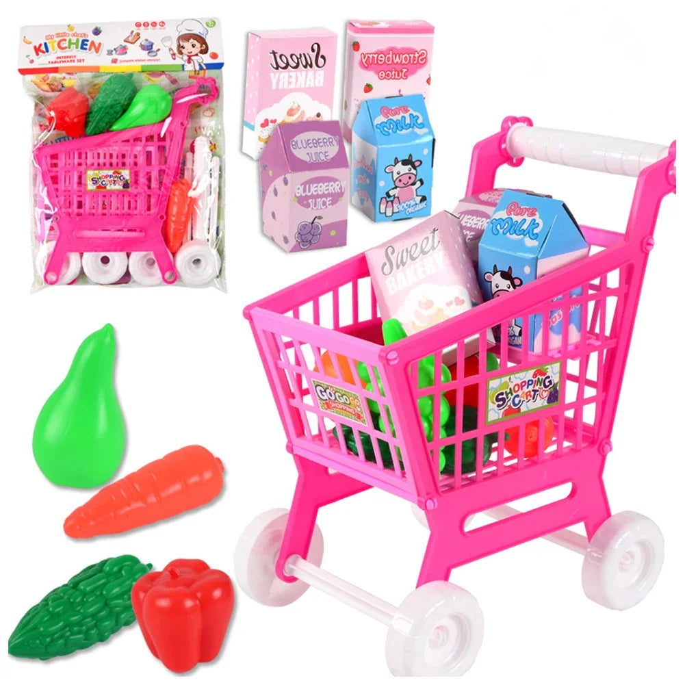 21 Pieces Trolley Toys Interactive Play Set Shopping Cart Play Set Role Play Toys Pretend Play Educational Toy for Children Kids Good Vibrations