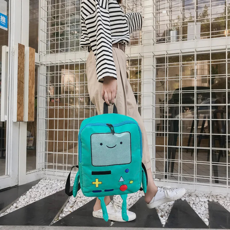 Kawaii 3D Cartoon Robot Backpack 14 Inch Canvas School Bag Fashion Unisex Student Outdoor Rucksack Cute Back To School Kids Gift Good Vibrations