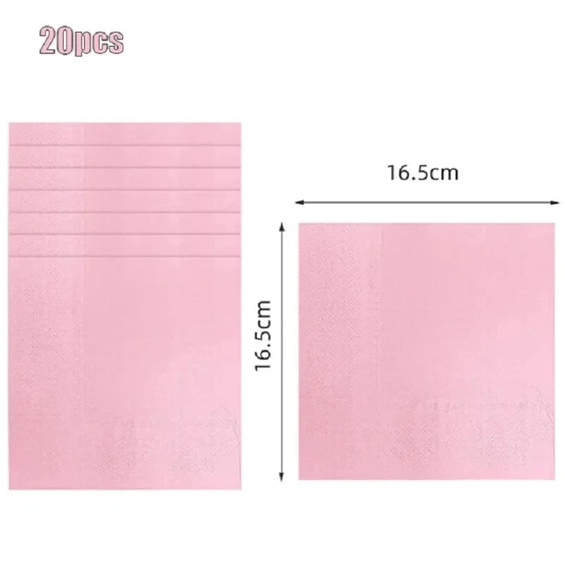 Solid Color Party Set Light Pink Tableware Paper Cup Paper Plate Tablecloth Wedding Birthday Bride Party Supplies Decorations Good Vibrations