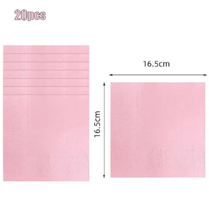 Solid Color Party Set Light Pink Tableware Paper Cup Paper Plate Tablecloth Wedding Birthday Bride Party Supplies Decorations Good Vibrations