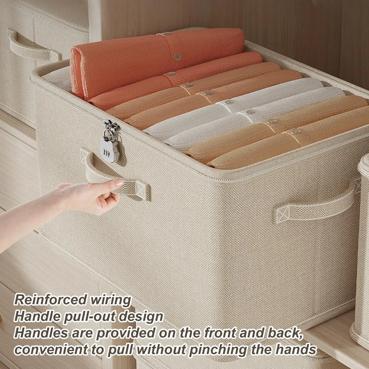 Large Storage Box with Lock Stackable Storage Container Secure with Handle Locking Organizing Bin Washable Shelf Baskets for Good Vibrations