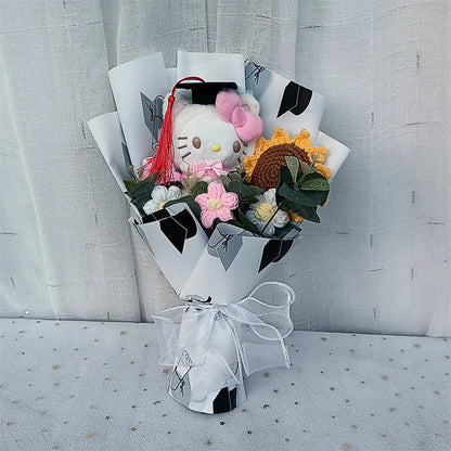 Graduation Gifts Sanrio Kuromi Hello Kitty With Crochet Sunflower Bouquet My Melody Cinnamoroll  Mother's Day Birthday Gifts Good Vibrations