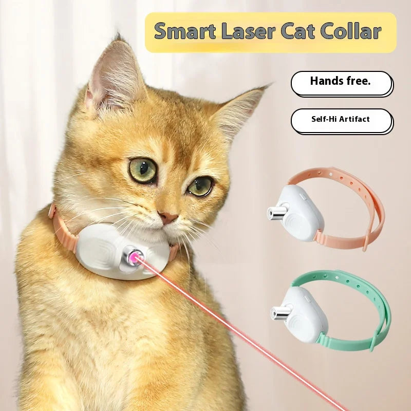 Cat Collar Laser Toy with Red Light, Interactive Cat Laser Toy for Bored Indoor Cats, Rechargeable Electric Laser Collar Toy Good Vibrations