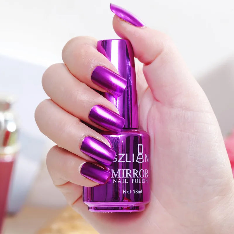Mirror Effect Metallic Nail Polish Purple Rose Gold Silver  Nail Art Polish for Nails Manicure Lacquer Decoration Good Vibrations