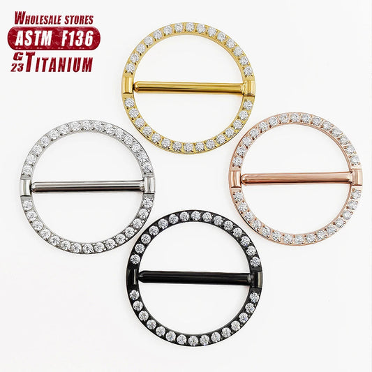 F136 Titanium Nipple Piercing Jewelry 14G Zircon Nasal Septum Ring Clicker ZC Round Nipple Ring Women and Men Girls Body Jewelry Good Vibrations