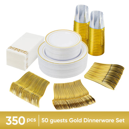 350/700 Pieces Of Tableware Set, Home Disposable Plastic Tableware, Themed Party Decoration, Suitable For Parties, Restaurants Good Vibrations