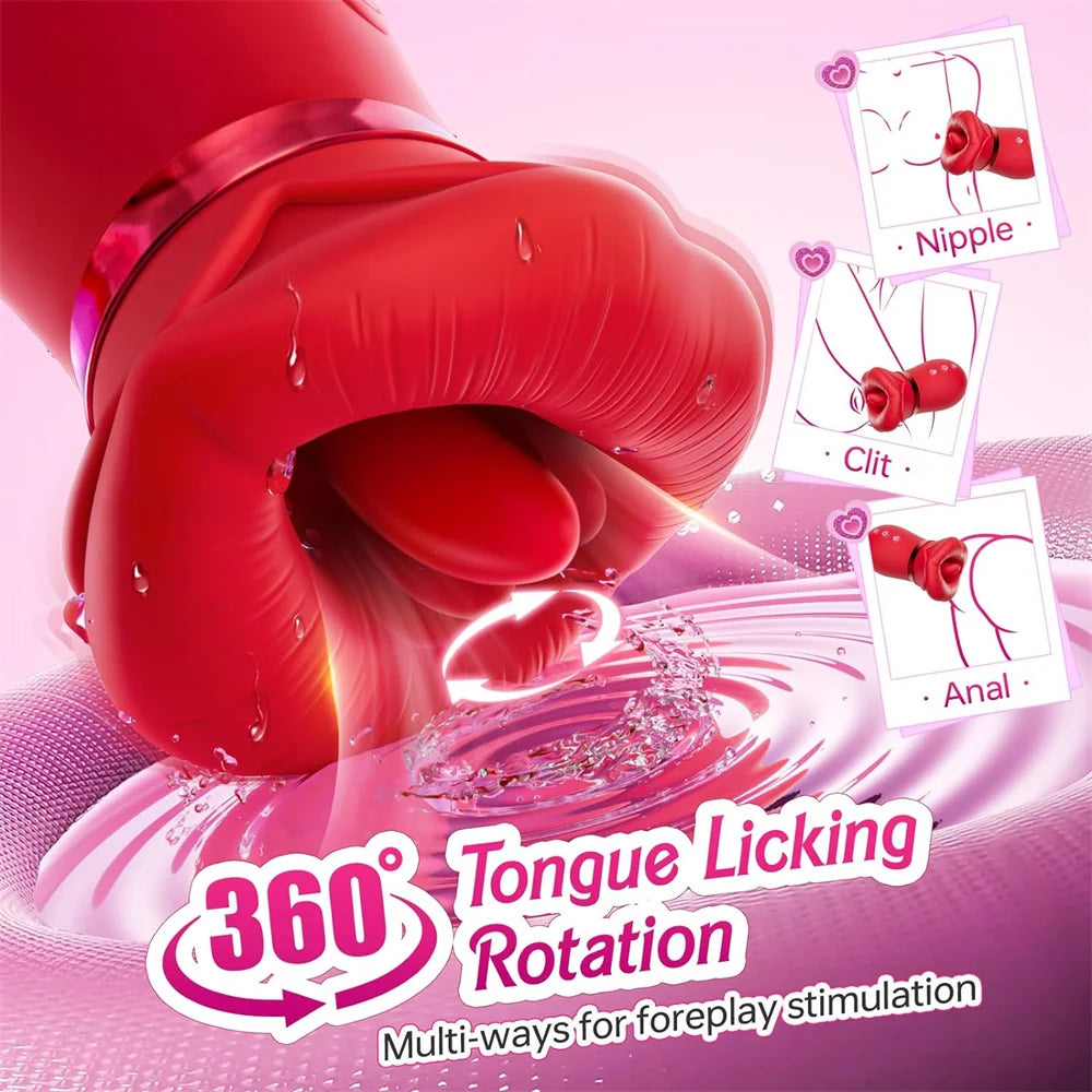 Rose Tongue licking Sucking Vibrator Adult Toy for Women Sexual Magic Massager Clit Nipple Stimulator Female Sex Toys Good Vibrations Adult Super Store