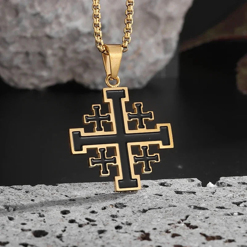 Philippians 4:13 Men's Simple Cross Pendant Necklace Stainless Steel Religious Amulet Jewelry Unisex Bijoux Good Vibrations