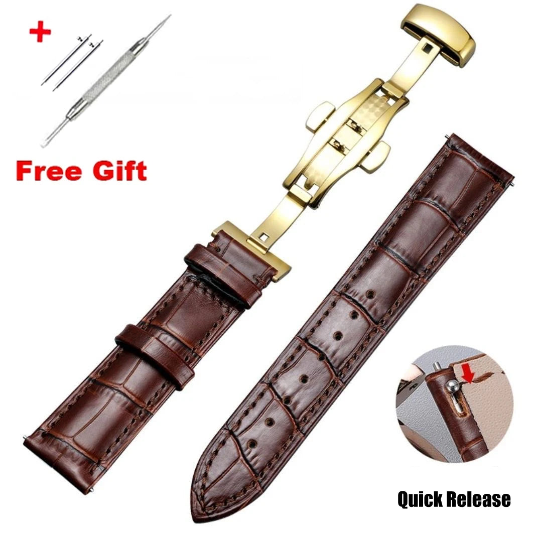 Quick Release *Real Animal Skin* Leather Watch strap13mm 12mm  15mm 17mm 19mm 21m 23mm 24mm 14mm 16mm 18mm 20mm Good Vibrations