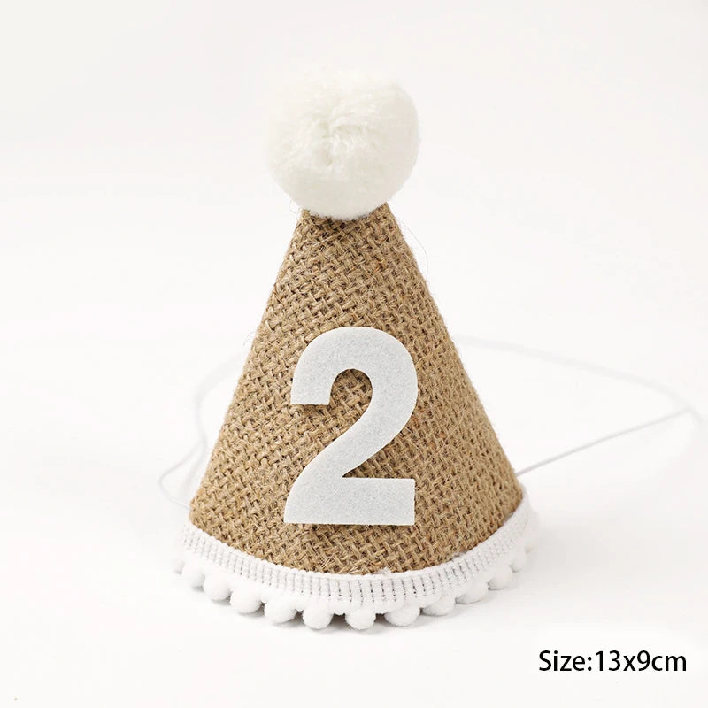 1st Birthday Party Decor Hat Kids 1 2 3 Year Happy Birthday Boy Girl Crown Hat First Happy Birthday Party Baby Shower Decoration Good Vibrations