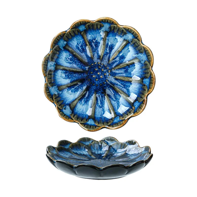 Japanese Ceramic Plate Retro Kiln Glaze Barbecue Mini Dipping Dish Sashimi Sushi Soy Sauce Dishes Home Desktop Snack Plates New Good Vibrations
