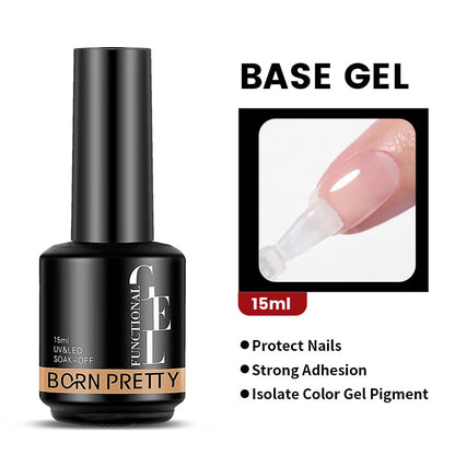 BORN PRETTY Milky Pink Rubber Base Gel Nail Polish Glitter 15ml Semi-Permanent Varnish Soak Off Self Leveling UV LED Gel Good Vibrations