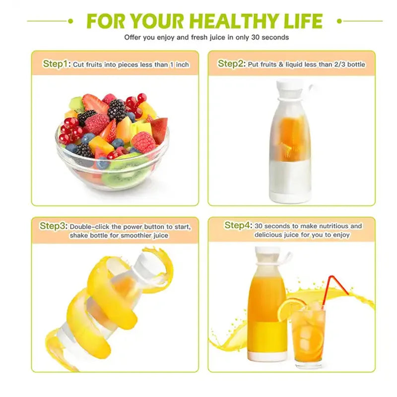 Portable electric juicer Cup Handheld 6-blade USB rechargeable Multifunctional fruit blender 380ml Mini juicer Good Vibrations