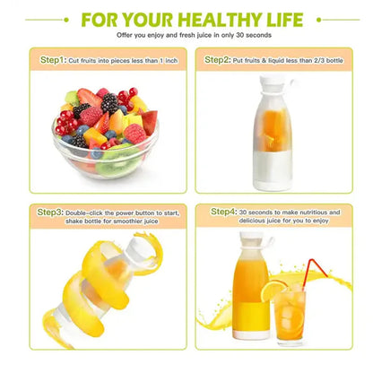 Portable electric juicer Cup Handheld 6-blade USB rechargeable Multifunctional fruit blender 380ml Mini juicer Good Vibrations