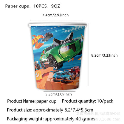 Car Kids Birthday Party Decoration Boys Birthday Supplies Paper Cup Plate Cutlery Cars Balloons Cake Flag Party Children's Gifts Good Vibrations