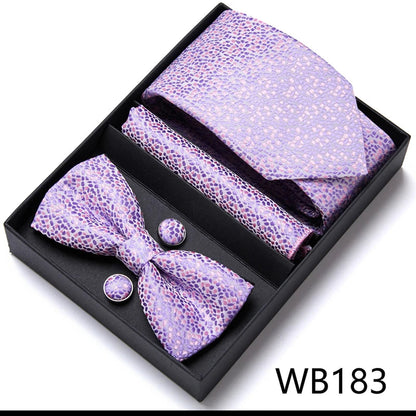 Tie For Men Formal Dress Tuxedo NeckTie Handkerchief Bow Tie Set PlaisyParty Groom Wedding Butterfly Bowtie In Box Good Vibrations