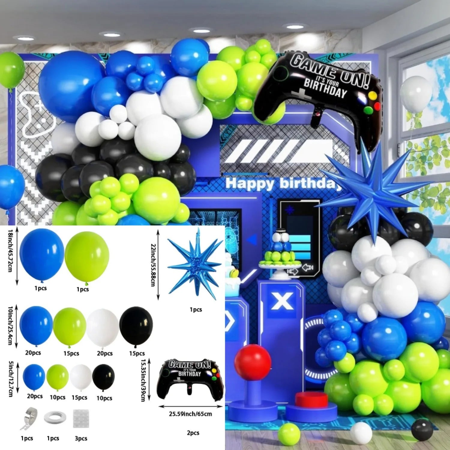 135pcs Game-themed Birthday Sets, Birthday Parties, Game Night Birthday Party Decorations, Create Immersive Esports Carnivals Good Vibrations