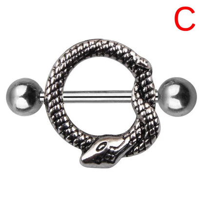 Straight Rod Snake Wing Nipple rings Breast Ring Heart Shaped Adjustable Nipple Piercing Human Jewelry Good Vibrations