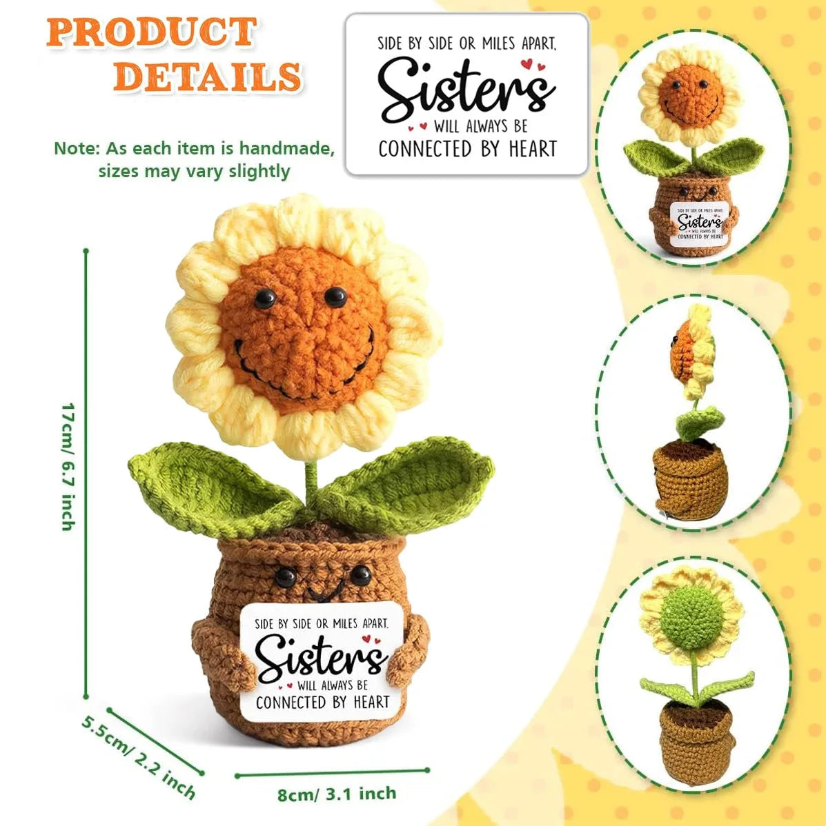 Positive Energy Duck Doll Hug Pocket Mini Handmade Plush Wool Knitting Dolls Funny Emotional Support Crochet Gift for Birthday Good Vibrations