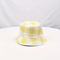 New Fashion Big Plaid Checker Print Bucket Hats Women Men Hiking Daily Travel Bob Hat Outdoor Fishing Panama Cap Sunshade Caps Good Vibrations