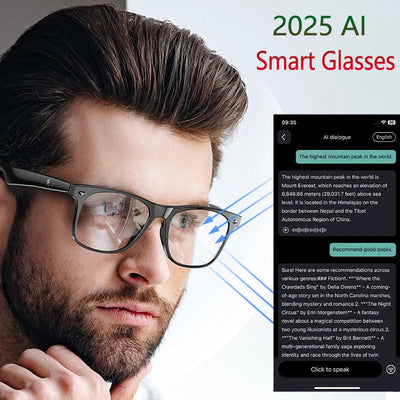 high-tech AI smart glasses can be equipped with various lenses such as sunglasses, blue light, myopia, Men women smart glasses