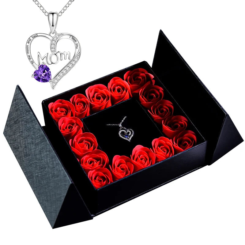 Gifts for Women Jewelry Pendant Necklace /w Soap Eternal Rose Gift Box Mother's Day Necklace Jewelry Wedding Anniversary Gifts Good Vibrations