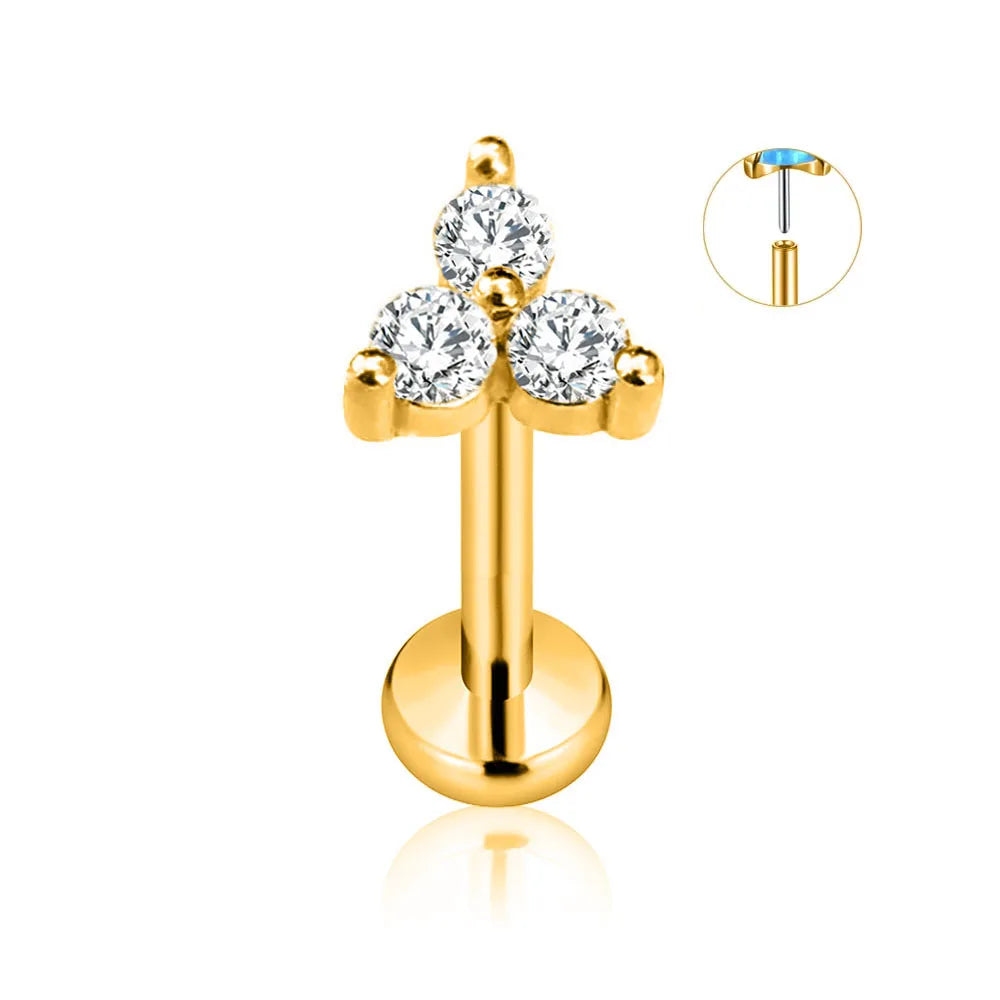 ASTM F136 G23 Titanium Flower Petals Star Heart Butterfly Threadless Piercing Pin Push in Labret Daith Conch Earring 16G 18G 20G Good Vibrations