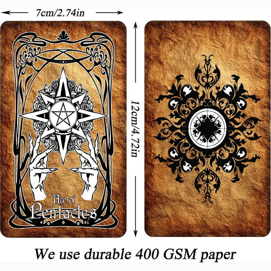 Gothic Tarot Cards Deck 78 Cards - 400GSM Durable Paper Standard Size 7x12cm, Vintage Retro Tarot Deck For Beginners Good Vibrations