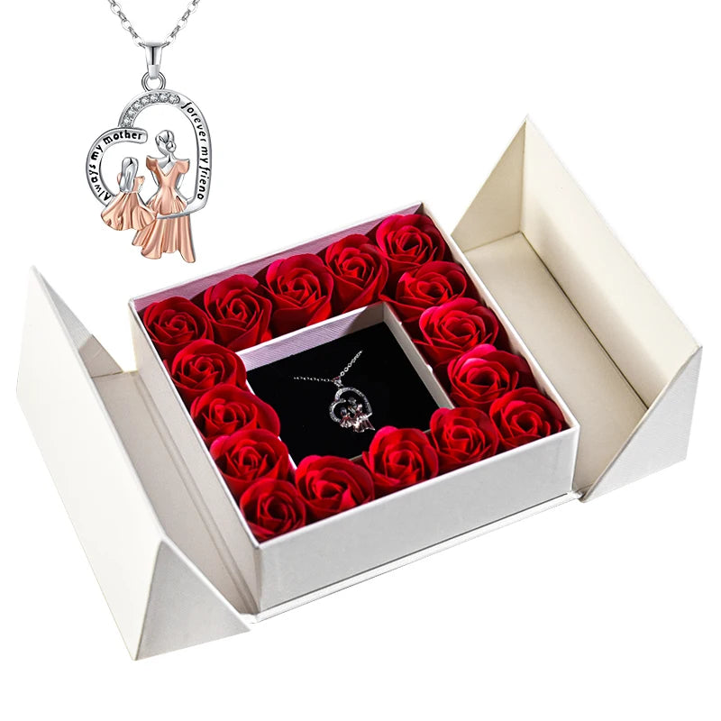 Gifts for Women Jewelry Pendant Necklace /w Soap Eternal Rose Gift Box Mother's Day Necklace Jewelry Wedding Anniversary Gifts Good Vibrations