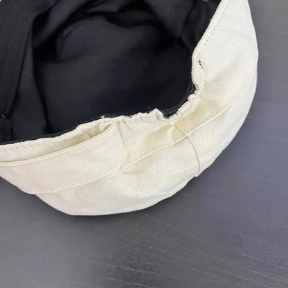 Personality Cloth Flat Cap Button Korean Style Equestrian Hat Newsboy Cap Cotton Retro Painter Hat Girl Good Vibrations