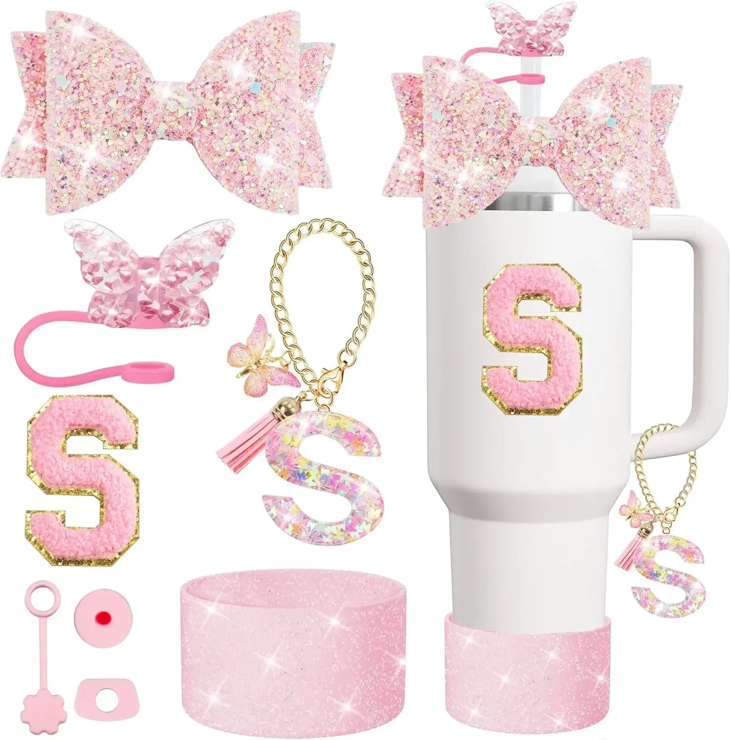 8PCS Cup Accessories Set for Stanley 30oz 40oz Tumbler Straw Topper Cover Cap Boot,Spill Proof Stopper Charm Initials Sticker Good Vibrations Adult Super Store