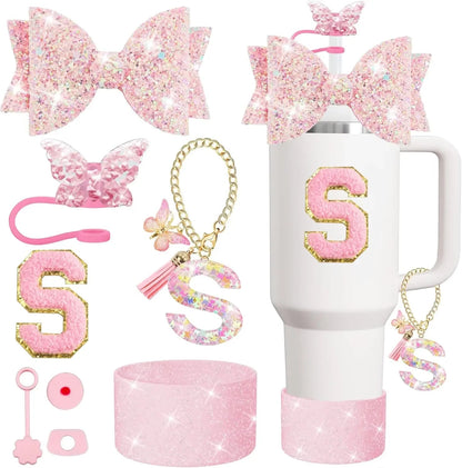 8PCS Cup Accessories Set for Stanley 30oz 40oz Tumbler Straw Topper Cover Cap Boot,Spill Proof Stopper Charm Initials Sticker Good Vibrations Adult Super Store
