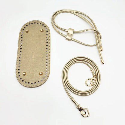 3Pcs DIY Purse Making Kit with Chain PU Leather Bucket Bag Base & Shoulder Strap Crochet Handbag Accessories ﻿ Good Vibrations
