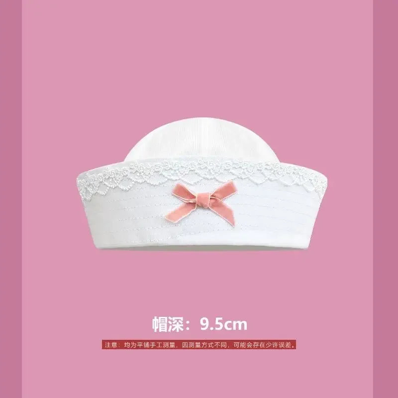 Y2K Striped Bow Flower Rhinestone Sailor JK Beret Navy Hats for Women Summer Niche Flipped Nurse Cosplay Beret Cap Sombreros Good Vibrations